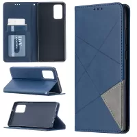 Geometric Pattern Leather with Card Holder Case for Samsung Galaxy Note20 4G/5G - Blue