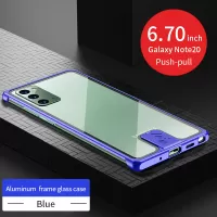 Leshield Series Metal Frame+Tempered Glass Phone Case for Samsung Galaxy Note20 4G/5G - Blue