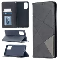 Geometric Pattern Leather with Card Holder Case for Samsung Galaxy Note20 4G/5G - Black