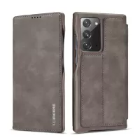 LC.IMEEKE Retro Style Leather Phone Case with Card Holder for Samsung Galaxy Note20 4G/5G - Grey