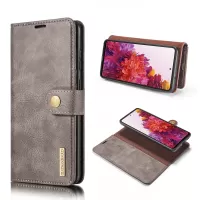 DG.MING Detachable 2-in-1 Split Leather Wallet Shell + PC Back Case for Samsung Galaxy S20 FE/S20 Fan Edition/S20 FE 5G/S20 Fan Edition 5G/S20 Lite - Grey