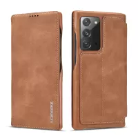 LC.IMEEKE Retro Style Leather Phone Case with Card Holder for Samsung Galaxy Note20 4G/5G - Brown