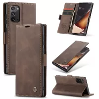 CASEME 013 Series Simplicity Auto-absorbed Leather Shell Wallet Case for Samsung Galaxy Note20/Note20 5G - Coffee