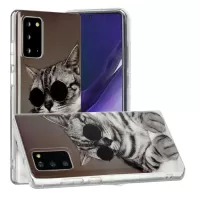 Pattern Printing IMD TPU Back Case for Samsung Galaxy Note20 4G/5G - Cat Wearing Glasses