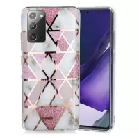 Marble Pattern Rose Gold Electroplating IMD TPU Case for Samsung Galaxy Note20 4G/5G - Pink