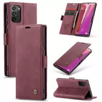 CASEME 013 Series Simplicity Auto-absorbed Leather Shell Wallet Case for Samsung Galaxy Note20/Note20 5G - Wine Red
