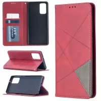 Geometric Pattern Leather with Card Holder Case for Samsung Galaxy Note20 4G/5G - Red