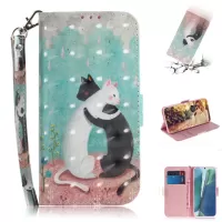 Pattern Printing Light Spot Decor Leather Phone Case for Samsung Galaxy Note20 4G/5G - Hugging Cats