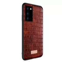 SULADA Crocodile Texture PU Leather Coated TPU Case for Samsung Galaxy Note20 4G/5G - Brown