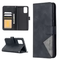 BF05 Geometric Texture Leather Unique Case for Samsung Galaxy Note20 4G/5G - Black