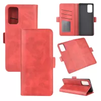 Magnet Adsorption Leather Wallet Stand Phone Case for Samsung Galaxy Note20/Note20 5G - Red