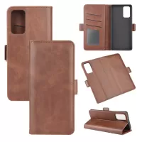 Magnet Adsorption Leather Wallet Stand Phone Case for Samsung Galaxy Note20/Note20 5G - Coffee