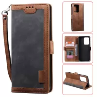 Retro Splicing Style Wallet Stand Flip Leather Case for Samsung Note 20 Ultra / Note 20 Ultra 5G - Grey