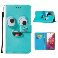Cross Texture Pattern Printing Flip Leather Wallet Stand Cover for Samsung Galaxy S20 FE/S20 Fan Edition/S20 FE 5G/S20 Fan Edition 5G/S20 Lite - Cyan