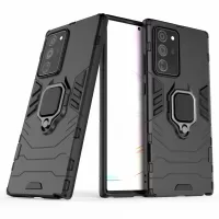 Finger Ring Kickstand Case Built-in Magnetic Metal Sheet PC + TPU Shell for Samsung Galaxy Note20 Ultra/Note20 Ultra 5G- Black