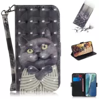Pattern Printing Light Spot Decor Leather Phone Case for Samsung Galaxy Note20 4G/5G - Grey Cat