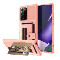 TPU+PU Leather with Card Slot and Elastic Finger Ring Strap Cover for Samsung Galaxy Note20 4G/5G - Pink