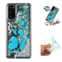 Pattern Glitter Powder Quicksand TPU Case for Samsung Galaxy S20 FE/S20 Fan Edition/S20 FE 5G/S20 Fan Edition 5G/S20 Lite Shell - Blue Butterfly