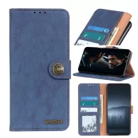 KHAZNEH Protection Vintage Split Leather Wallet Cell Phone Cover for Samsung Galaxy Note20 Ultra/20 Ultra 5G - Blue