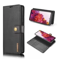 DG.MING Detachable 2-in-1 Split Leather Wallet Shell + PC Back Case for Samsung Galaxy S20 FE/S20 Fan Edition/S20 FE 5G/S20 Fan Edition 5G/S20 Lite - Black