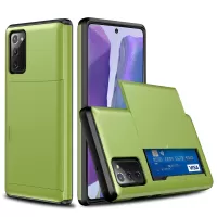 Scratch-proof Sliding Card Holder Plastic + TPU Cover for Samsung Galaxy S20 FE/S20 Fan Edition/S20 FE 5G/S20 Fan Edition 5G/S20 Lite - Light Green