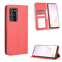 Auto-absorbed PU Leather Shell Wallet Retro Cover for Samsung Galaxy Note20 Ultra/20 Ultra 5G - Red