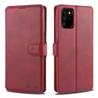 AZNS Leather Wallet Mobile Phone Case Cover for Samsung Galaxy Note20 4G/5G - Red