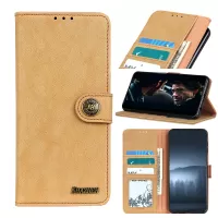 KHAZNEH Protection Vintage Split Leather Wallet Cell Phone Cover for Samsung Galaxy Note20 Ultra/20 Ultra 5G - Khaki