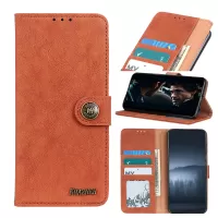 KHAZNEH Protection Vintage Split Leather Wallet Cell Phone Cover for Samsung Galaxy Note20 Ultra/20 Ultra 5G - Orange