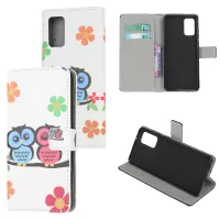 Pattern Printing Leather Wallet Stand Case for Samsung Galaxy Note 20/Note 20 5G - Owls and Hearts