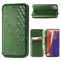 Fashionable Diamond Effect Leather Phone Auto-Absorbed Cover Case for Samsung Galaxy Note20/Note20 5G - Green