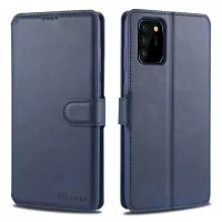 AZNS Leather Wallet Mobile Phone Case Cover for Samsung Galaxy Note20 4G/5G - Blue