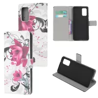 Pattern Printing Leather Wallet Stand Case for Samsung Galaxy Note 20/Note 20 5G - Purple Flowers