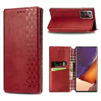 Auto-Absorbed Diamond Effect Leather Phone Cover Case for Samsung Galaxy Note 20 Ultra/Note 20 Ultra 5G - Red