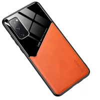 For Samsung Galaxy S20 FE/S20 Fan Edition/S20 FE 5G/S20 Fan Edition 5G/S20 Lite Leather Skin Glass PC TPU Hybrid Case with Built-in Magnetic Metal Sheet - Orange