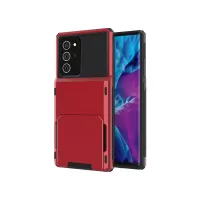 Flip Card Holder TPU+PC Hybrid Case for Samsung Galaxy Note 20 Ultra/Note 20 Ultra 5G - Red