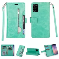 Multi-slot with Wallet Zippered Leather Cover for Samsung Galaxy Note20/Note20 5G - Green