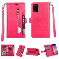 Multi-slot with Wallet Zippered Leather Cover for Samsung Galaxy Note20/Note20 5G - Rose