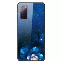 Fancy Style Printing Glass + PC + TPU Shell for Samsung Galaxy S20 FE/S20 Fan Edition/S20 FE 5G/S20 Fan Edition 5G/S20 Lite Case - Blue Flower