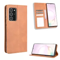 Auto-absorbed PU Leather Shell Wallet Retro Cover for Samsung Galaxy Note20 Ultra/20 Ultra 5G - Brown