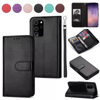 With 9 Card Slots Cell Phone Leather Case for Samsung Galaxy Note20 4G/5G - Black