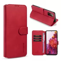 DG.MING Phone Case for Samsung Galaxy S20 FE/S20 Fan Edition/S20 FE 5G/S20 Fan Edition 5G/S20 Lite Retro Style Leather Wallet Stand Cover - Red