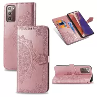 Embossed Mandala Flower Leather Case with Wallet Stand for Samsung Galaxy Note20 / Galaxy Note20 5G - Rose Gold