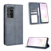Auto-absorbed PU Leather Shell Wallet Retro Cover for Samsung Galaxy Note20 Ultra/20 Ultra 5G - Blue