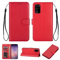 Solid Color Crazy Horse Skin Leather Cover for Samsung Galaxy Note20/Note20 5G - Red