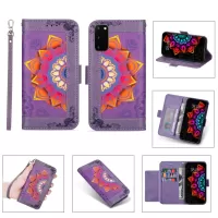 For Samsung Galaxy S20 FE/S20 Fan Edition/S20 FE 5G/S20 Fan Edition 5G/S20 Lite Flower Patterned PU Leather Wallet Stand Shell Cover - Purple