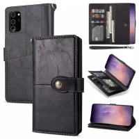 Retro Leather Wallet Cover with Strap for Samsung Galaxy Note20 Ultra/Note20 Ultra 5G - Black