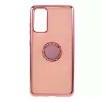 Shiny Powder Electroplating TPU Rhinestone Decor Cover with Metal Kickstand for Samsung Galaxy S20 FE/S20 Fan Edition/S20 FE 5G/S20 Fan Edition 5G/S20 Lite - Watermelon Red