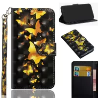 Pattern Printing Light Spot Decor Leather Cover for Samsung Galaxy Note20 Ultra/Note20 Ultra 5G - Gold Butterfly