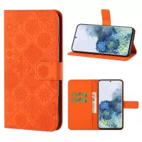 Imprint Ethnic Style Flower Wallet Leather Case for Samsung Galaxy S20 FE 4G/FE 5G/S20 Lite  - Orange